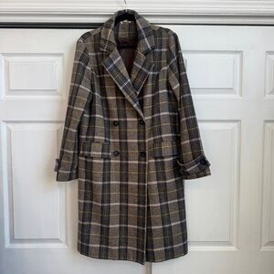 Plaid Double-Breasted Women's Coat